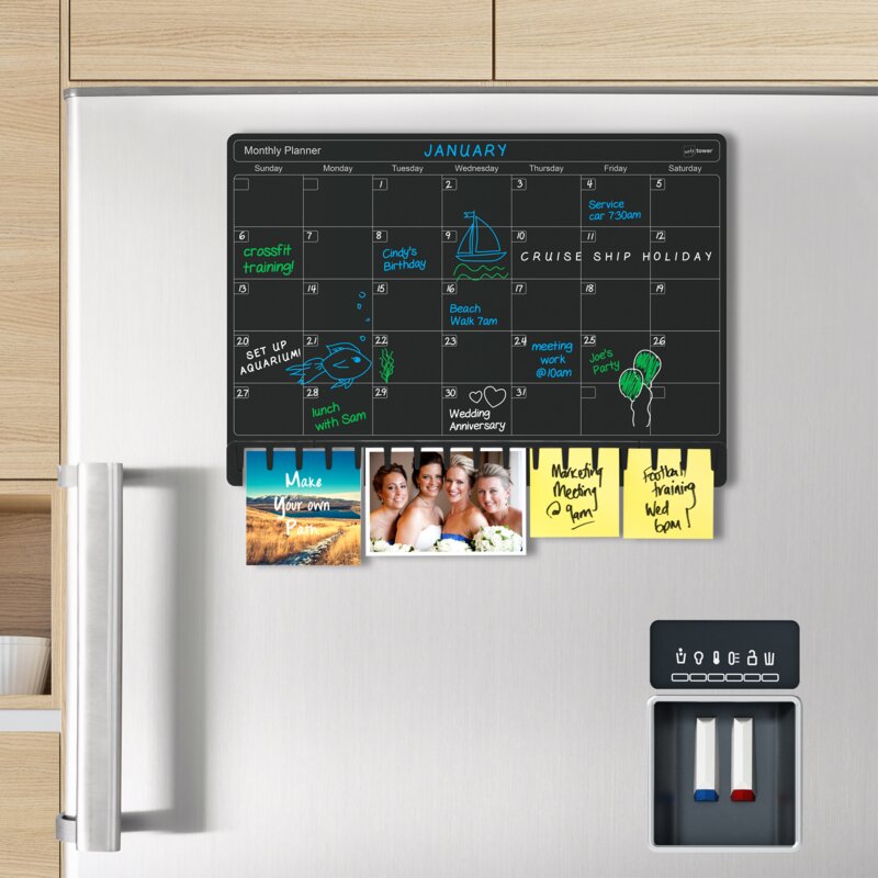NoteTower Refrigerator Combo Calendar Blackboard & Bulletin